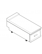 Piano di lavoro neutro da banco, in acciaio inox AISI 304 - con 1 cassetto GN1/1 - cm 40x90x28h