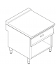 Piano di lavoro in acciaio inox con piano rinforzato, con cassetto su vano aperto cm 77x76,1x39,5h - dim tot. cm 80x90x90h