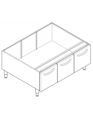 Vano neutro in acciaio inox AISI 304 con 3 porte, vano cm 113x76,1x39,5h - dimensioni totali cm 120x76,5x57h