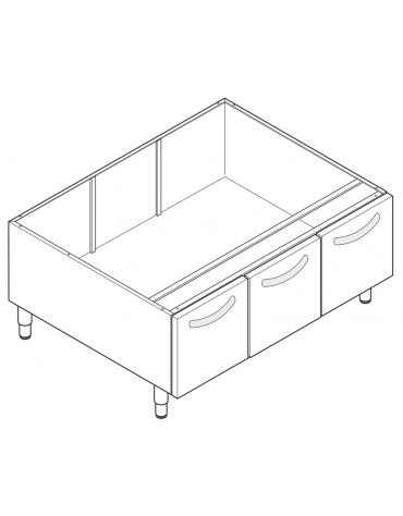 Vano neutro in acciaio inox AISI 304 con 3 porte, vano cm 113x76,1x39,5h - dimensioni totali cm 120x76,5x57h