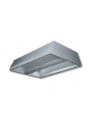 Cappa centrale con filtri a labirinto inox, completamente saldata e con illuminazione ad incasso cm 120x120x45h