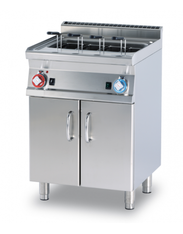 Cuocipasta a gas elett. su mobile, 1 vasca, inox AISI 304 da 40 litri di capacità, rubinetto carico acqua - cm 60x60x90h