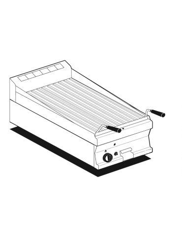 Griglia a gas da banco con griglia dim. cm 38x42,5 in pietralavica - dim tot. cm 40x60x28h
