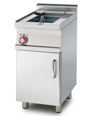 Friggitrice elettrica su mobile, trifase-10,5kw - 1 vasca cm 24x35x32h con filtro e coperchio -  13Lt. - cm 30x60x90h