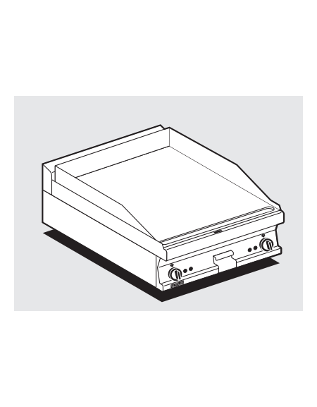 Fry top elettrico trifase-6,75kw da banco, piastra liscia doppia, r. temp. 50 a 300 °C - dim. 60x60x28h