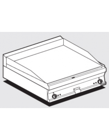 Fry top elettrico trifase-9kw da banco, piastra liscia doppia cm 79,5x45, r. temp. 50 a 300 °C - dim. 80x60x28h