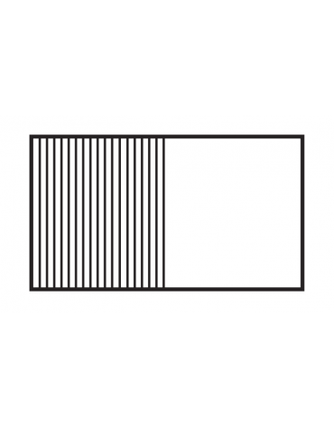 Fry top elettrico trifase-9kw da banco, piastra doppia 1/2 liscia - 1/2 rigata cm 79,5x45, r. temp. 50 a 300 °C - dim. 80x60x28h