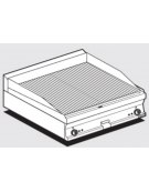 Fry top elettrico trifase-9kw da banco, piastra rigata doppia cm 79,5x45, r. temp. 50 a 300 °C - dim. 80x60x28h