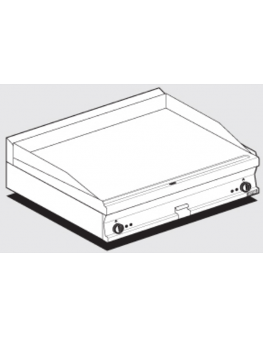 Fry top elettrico trifase-9kw da banco, piastra liscia cromata doppia cm 79,5x45, r. temp. 50 a 300 °C - dim. 80x60x28h