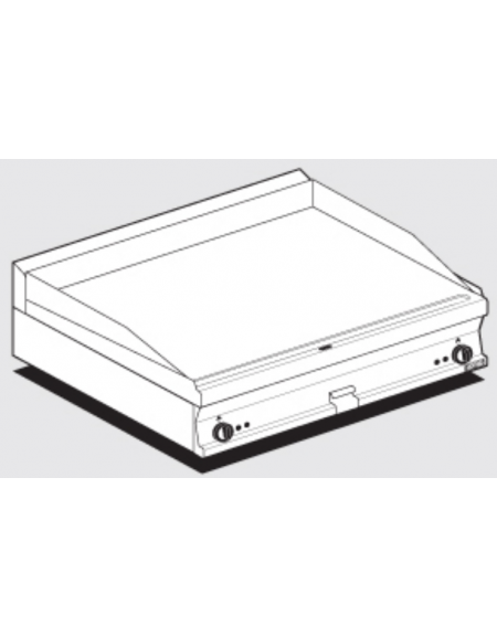 Fry top elettrico trifase-11,25kw da banco, piastra liscia doppia cm 99,5x45, r. temp. 50 a 300 °C - dim. 100x60x28h