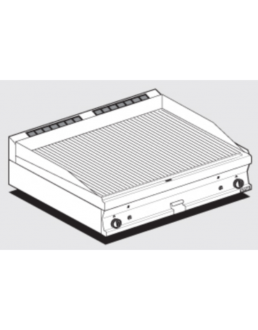 Fry top a gas da banco, 15 kw, piastra doppia rigata, consumo gas 0,434m³/h - sup. di cottura cm 99,5x45  - cm 100x60x28h