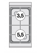 Piano di cottura in acciaio inox CrNi 18/10 AISI 304 a gas 2 fuochi - potenza gas: 9 kW - 7.740 kcal/h - cm 30x60x28h