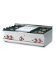 Piano di cottura in acciaio inox CrNi 18/10 AISI 304 a gas 4 fuochi + tuttopiastra cm 37x50 - cm 100x60x28h