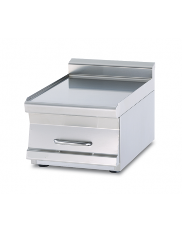 Piano di lavoro in acciaio inox CrNi 18/10 AISI 304 con alzatina posteriore, con cassetto cm 31x47x15h - cm 40x60x28h