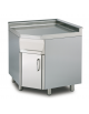 Piano di lavoro ad angolo su mobile inox CrNi 18/10 AISI 304 con alzatina, 1 vano - cm 80÷80x60x90h