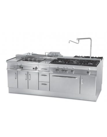 Base neutra per uso professionale in acciaio inox CrNi 18/10 AISI 304, cm 20x48,5x57h