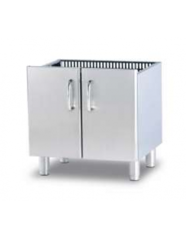 Base neutra a giorno per uso professionale in acciaio inox CrNi 18/10 AISI 304, cm 60x 48,5x 57h