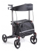 Rollator pieghevole in alluminio verniciato – 4 ruote con freni - Con borsa e portabastone CM55X74X78 / 93 H