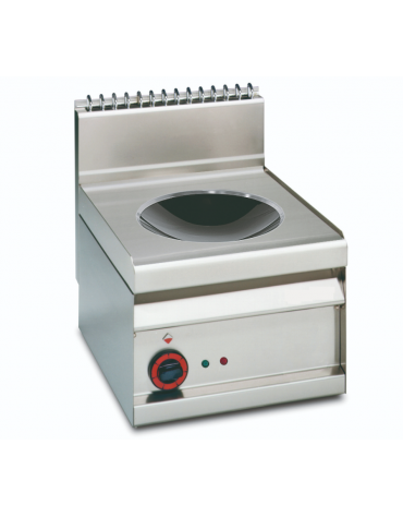 Piano di cottura elettrico trifase-5kw, con 1 piano di cottura Ø cm 30 a induzone WOK - cm 40x65x29h