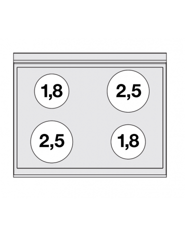 Piano di cottura elettrico trifase-8,6kw, con 4 piani di cottura cm 76X52 in vetroceramica - cm 80x65x29h