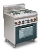 Cucina elettrica trifase Potenza 11.11 kw,  4 piastre su forno elettrico multifunzione con porta in vetro - cm 80x65x87h