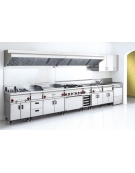 Cucina elett. trifase-10.62kw, 4 piastre su forno elettrico con camera cm 64x42x35h multifunzione, porta in vetro - cm 80x65x87h