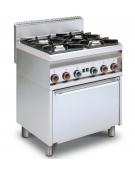 Cucina a gas 4 fuochi su forno a gas statico, camera cm 64x39x35h porta cieca inox, 1 griglia - cm 80x65x87h