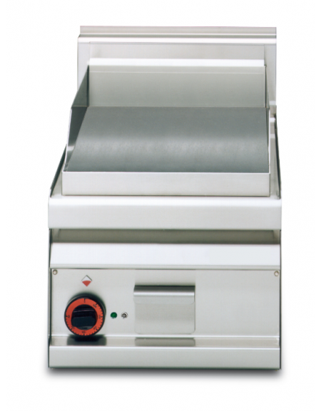 Fry top elettrico trifase-3kw da banco, piastra liscia cm 35x56, r. temp. 50 a 300 °C - dim. 40x65x29h