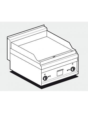 Fry top elettrico trifase-6kw da banco, piastra doppia liscia cm 55x56, r. temp. 50 a 300 °C - dim. cm 60x65x29h