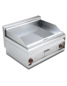 Fry top elett. trifase-6kw da banco, 2 piastre cromate 1/2 liscia, 1/2 rigata cm 55,5X55, r. temp. 50 a 300 °C - cm 60x65x29h