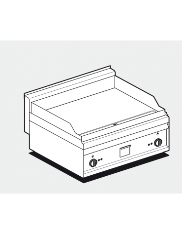 Fry top elettrico trifase-9kw da banco, piastra doppia liscia cromata cm 75x56, r. temp. 50 a 300 °C - dim. cm 80x65x29h