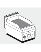 Fry top a gas da banco, 7kw, piastra rigata, consumo gas 0,181m³/h - sup. di cottura cm 35x56 - cm 40x65x29h