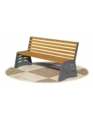 Panchina design con 10 listoni di legno esotico di iroko e struttura metallica zincata grigia - cm 170x60x80h