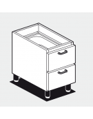 Base neutra con 2 cassetti e 2 bacinelle GN1/1 per uso professionale in acciaio inox CrNi 18/10 AISI 304, cm 40x 56,5x 58h