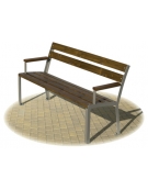 Panchina per parco in ferro e legno con schienale e braccioli - dimensioni cm 153x58x80h