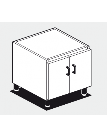 Base neutra con 2 porte per uso professionale in acciaio inox CrNi 18/10 AISI 304, cm 60x56,5x58h
