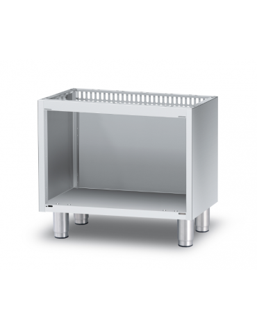 Base neutra a giorno per uso professionale in acciaio inox CrNi 18/10 AISI 304, cm 80x 53,5x 58h