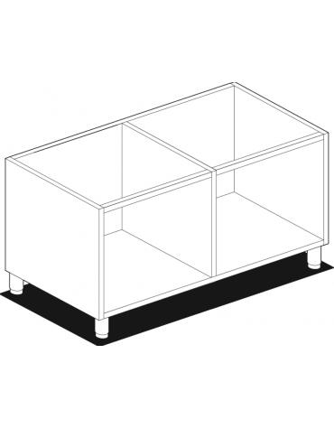 Base neutra a giorno per uso professionale in acciaio inox CrNi 18/10 AISI 304, cm 120x 53,5x 58h