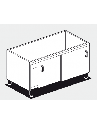 Base neutra con porte scorrevoli per uso professionale in acciaio inox CrNi 18/10 AISI 304, cm 120x 56,5x 58h