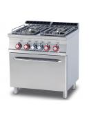 Cucina a gas 4 fuochi su forno elettrico statico, camera cm 67x55x34h, 1 griglia - cm 80x70,5x90h