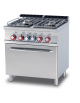 Cucina a gas 4 fuochi su forno elettrico ventilato, camera cm 55x36x34h, 1 griglia - cm 80x70,5x90h