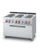 Cucina elett. trifase-22,5kw, 6 piastre quadre su forno elettrico statico, camera cm 107x55x34h, 1 griglia - cm 120x70,5x90h