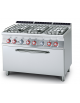Cucina a gas 6 fuochi su forno a gas statico, camera cm 107x55x34h - cm 120x70,5x90h