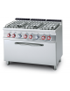 Cucina a gas 6 fuochi su forno elettrico statico, camera cm 107x55x34h - cm 120x70,5x90h