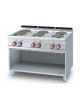 Piano di cottura in acciaio inox CrNi 18/10 AISI 304 trifase-15,6kw, 6 piastre tonde su mobile a giorno - cm 120x70,5x90h