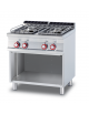 Piano di cottura a gas in acciaio inox CrNi 18/10 AISI 304, 4 fuochi su mobile a giorno - cm 80x70,5x90h