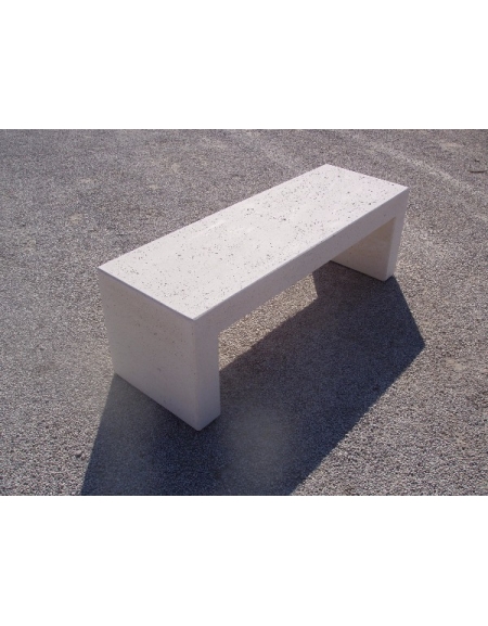 PANCHINA RETTANGOLARE MONOBLOCCO IN CEMENTO CALCESTRUZZO SPESSORE 17 CM - COLORE BIANCO PIETRA - CM 170X50X50H