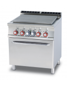 Cucina  tuttopiastra elett. 4 zone cm 70x50, 15kw,  su forno elet. statico camera cm 67x55x34h - dim. tot. cm 80x70,5x90h