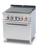 Cucina  tuttopiastra elett. 4 zone cm 70x50, 15,32kw,  su forno elet. ventilato camera cm 55x36x34h - dim. tot. cm 80x70,5x90h