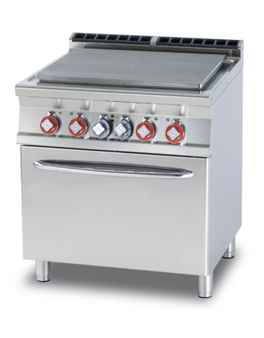 Cucina  tuttopiastra elett. 4 zone cm 70x50, 15,32kw,  su forno elet. ventilato camera cm 55x36x34h - dim. tot. cm 80x70,5x90h